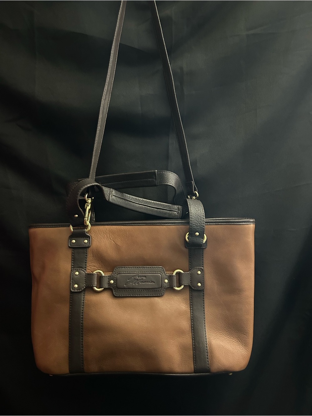 Stone Mountain Two-Tone Brown Tote Shoulder Travel Bag